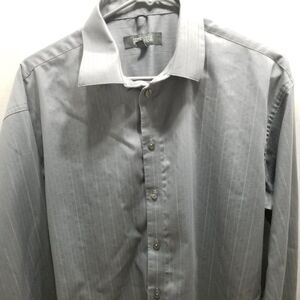 Kenneth Cole Reaction Mens Dress Shirt 16 34/35 Gray Button Up Long Sleeve